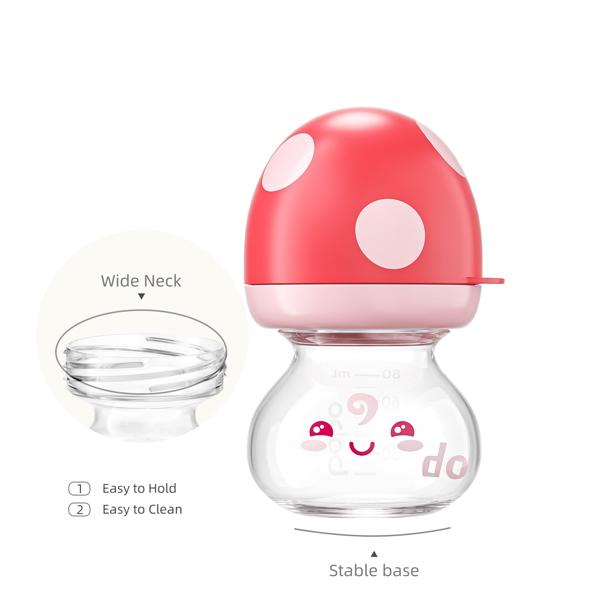 YOHKOH Standard Neck Baby Glass Bottles 2.7oz/2 pack,Red,Glass Bottles Set for Baby