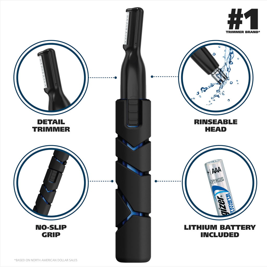 Micro Groomsman Men's Lithium Battery Powered Pen Trimmer, Black/Blue 5640-4701
