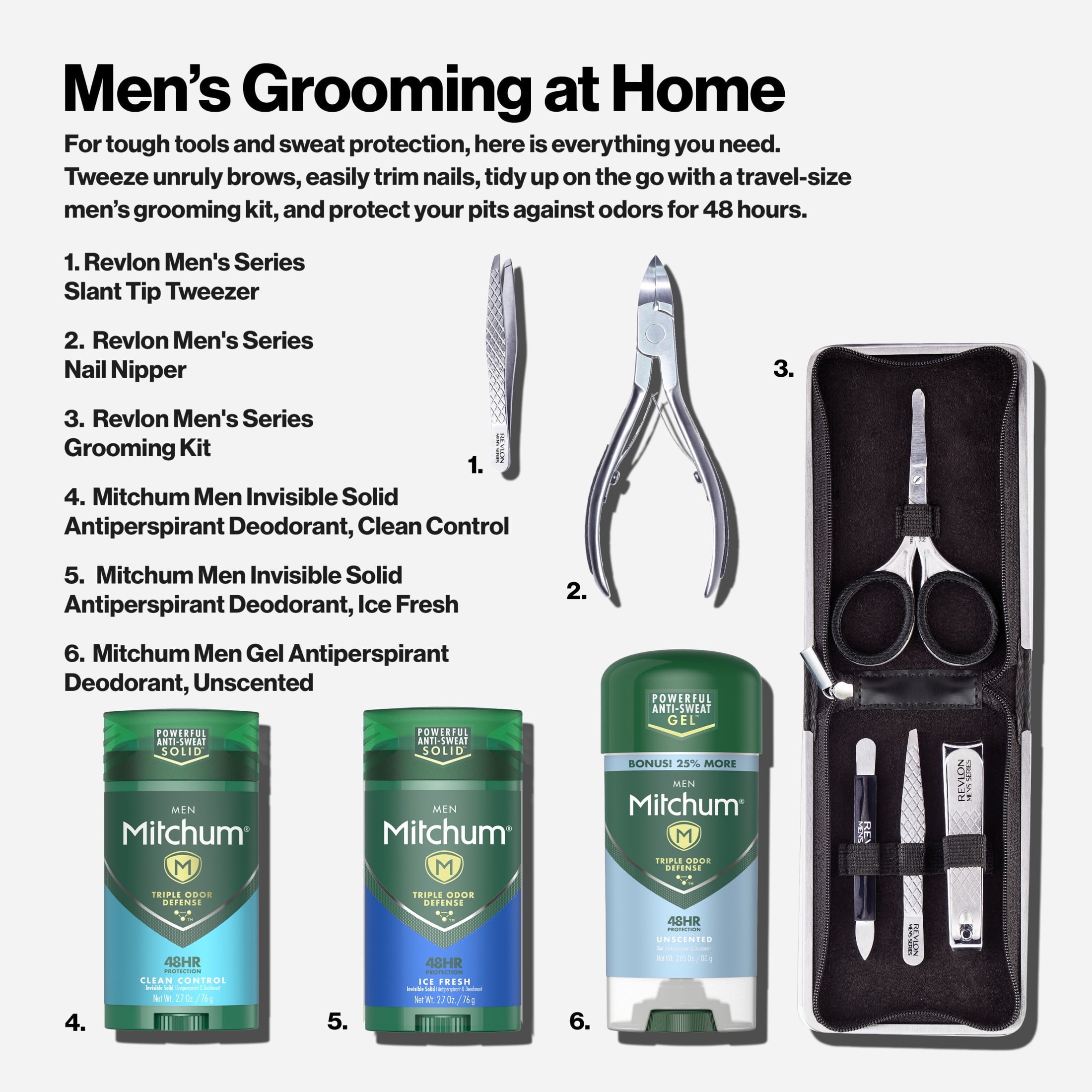 PR REV Men's Grooming Kit, Nail &amp; Facial Hair Care Travel Kit, 5 Pieces