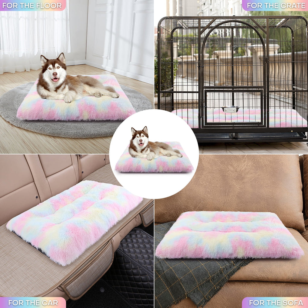 Plush Pet Bed for Dogs &amp; Cats Dog Crate Mat Mattress Pillow Bolster