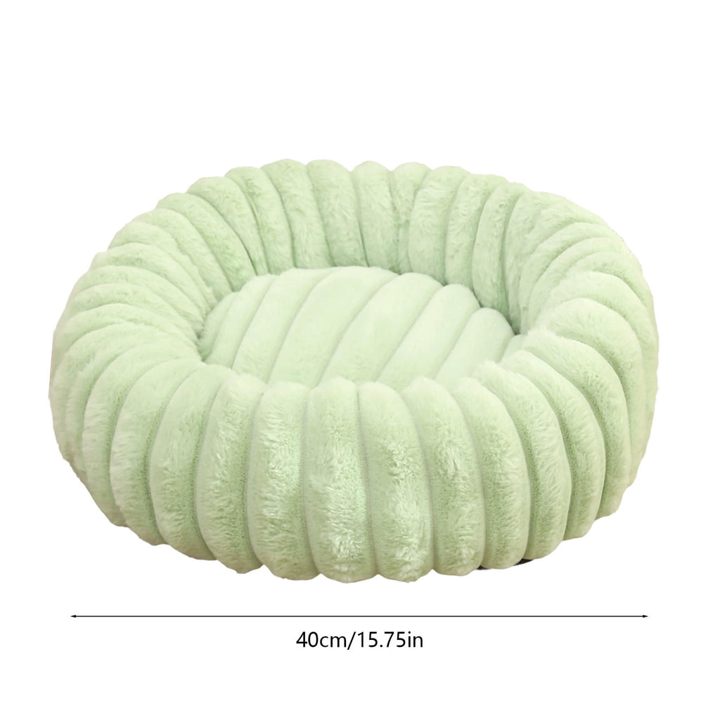 High Pile Plush Round Pet Bed Kennel Mat Extra Dog Cat Bed with Raised Edge for Small Medium Pets