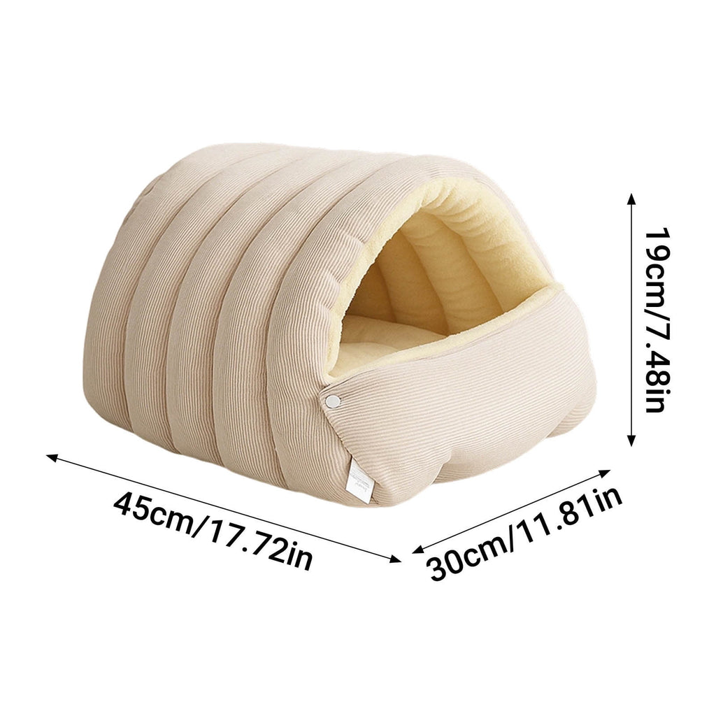 Winter Small Pet Bed - Washable Semi-Enclosed Cat/Dog Bed, Dual-Purpose (Open/Closed), Wear-Resistant Cloth, Fits Pets Under 5 lbs, Green, Compact 18.9x11.8x7.87in