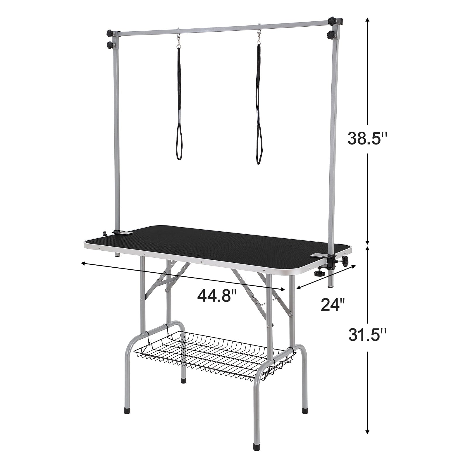 VEVOR Pet Grooming Table Two Arms with Clamp, 46'' Dog Grooming Station, Pets Grooming Stand for Medium and Small Dogs, Free No Sit Haunch Holder with Grooming Loop, Bearing 330lbs