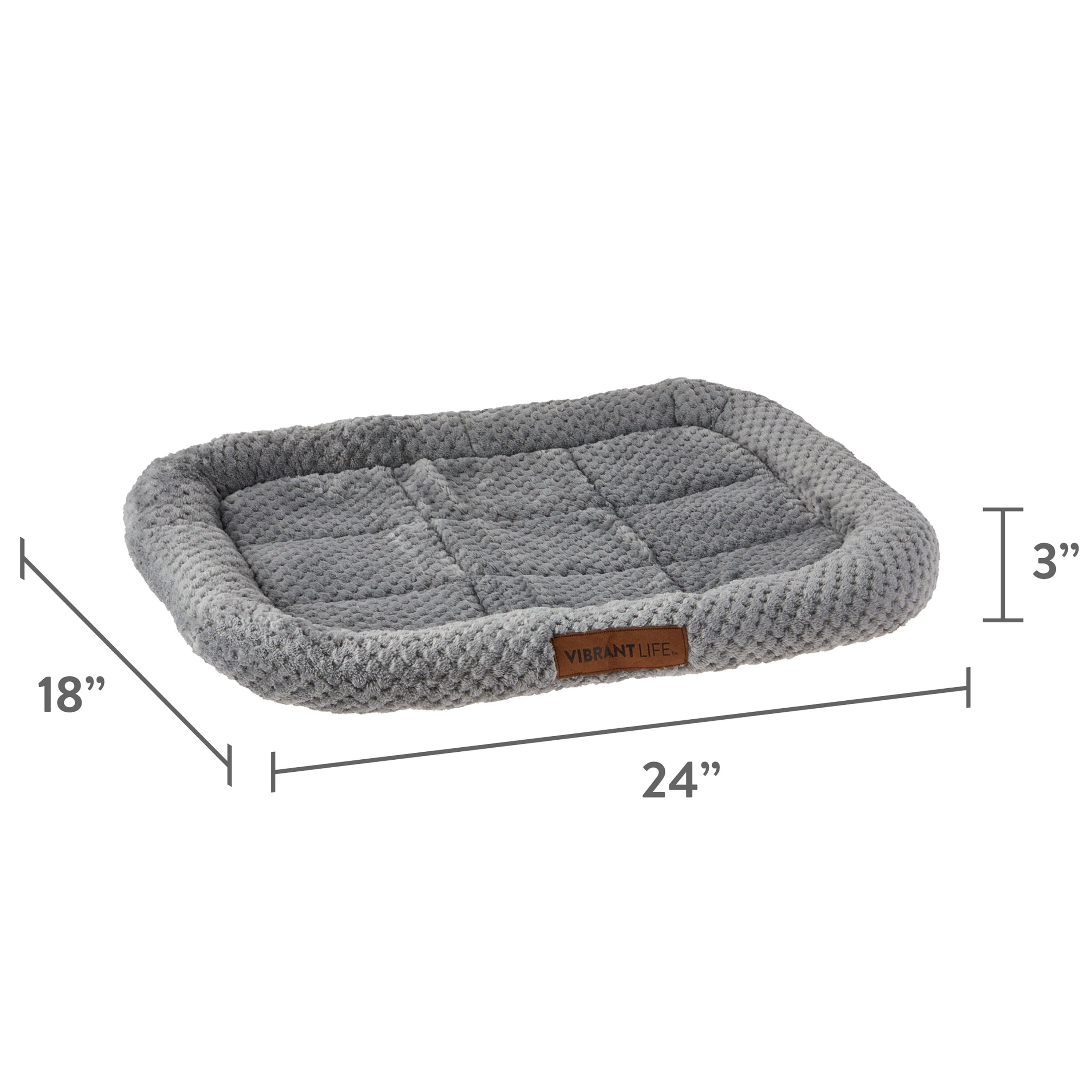 Luxe Crate Mat Pet Bed, Gray, 24 Inches