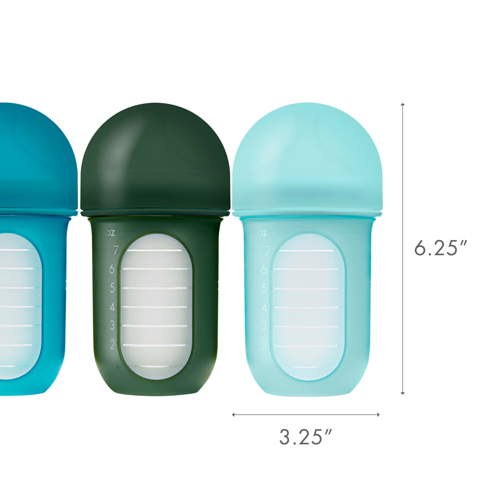 NURSH Silicone Pouch Baby Bottles – Stage 2 Medium Flow – 8oz – Marble (3pk)
