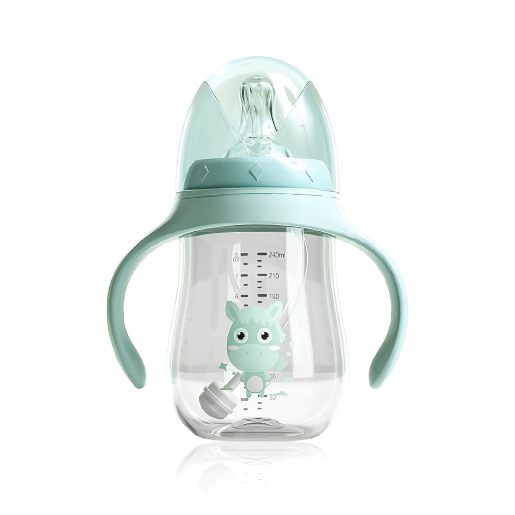 ACDANC 1Pc Handheld Baby Bottle 0-6 Month Newborn Self-Feeding Cups Training Infant Juice Milk Drinking with Spout Travel Gifts 180ML, Green