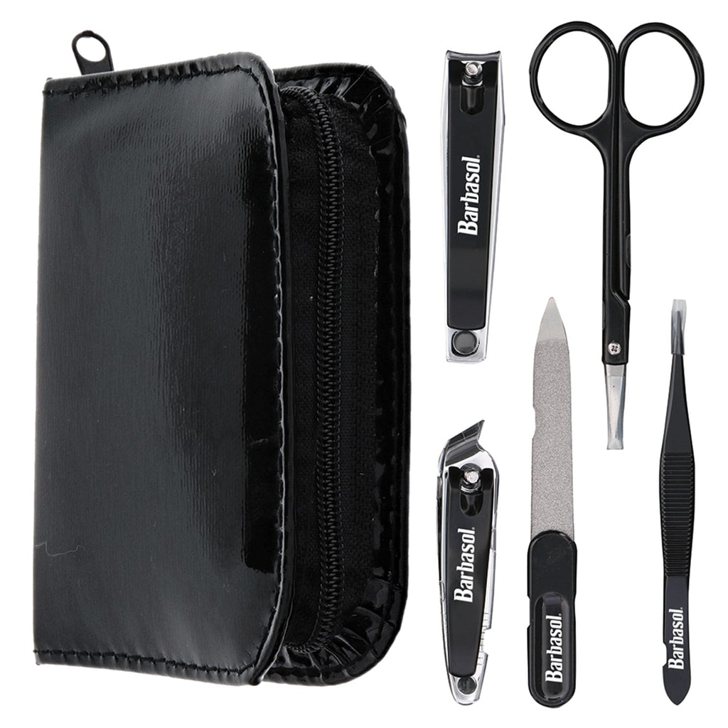 6-Piece Nail Grooming Kit, Safety Scissors, Large and Slanted Clipper, Pointed Tweezers, Nail File