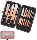 Beauty Power Manicure Set Nail Clipper Kit Personal Care Manicure Pedicure Set 12 in 1 Mens Womens Accessories Nail Grooming Kit Personal Care Set - Gift Idea (Pink and Black)