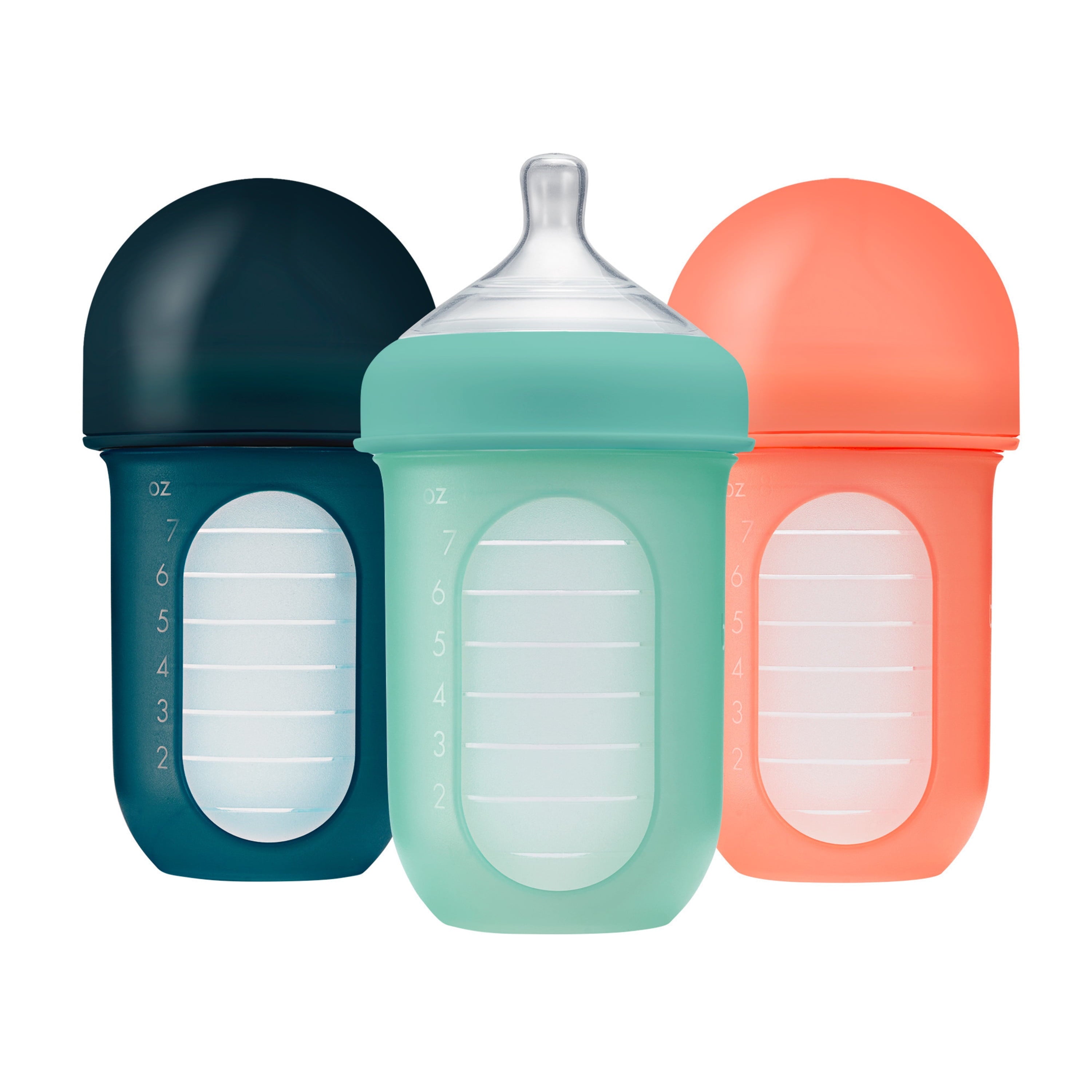 NURSH Silicone Pouch Baby Bottles – Stage 2 Medium Flow – 8oz – Marble (3pk)