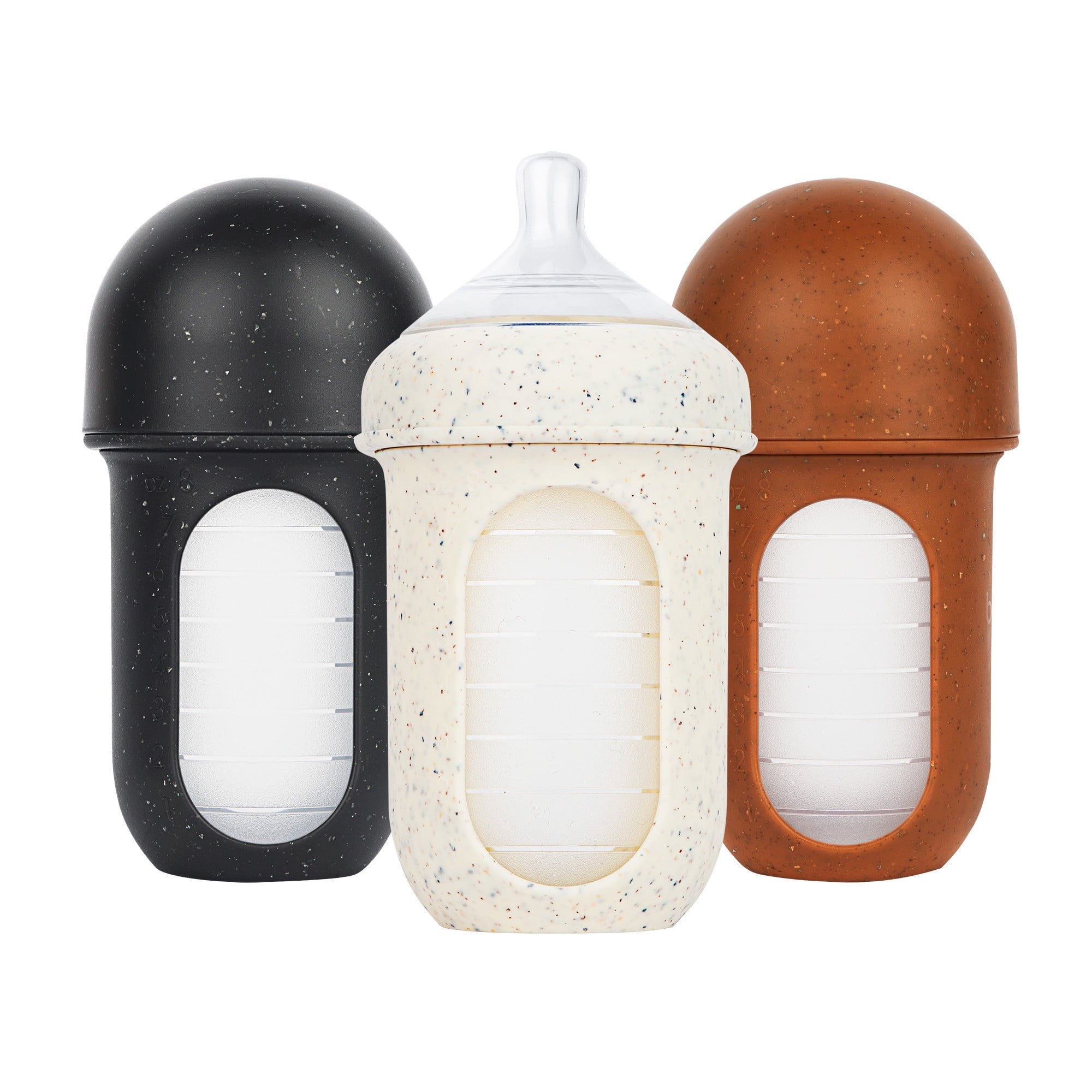 NURSH Silicone Pouch Baby Bottles – Stage 2 Medium Flow – 8oz – Marble (3pk)