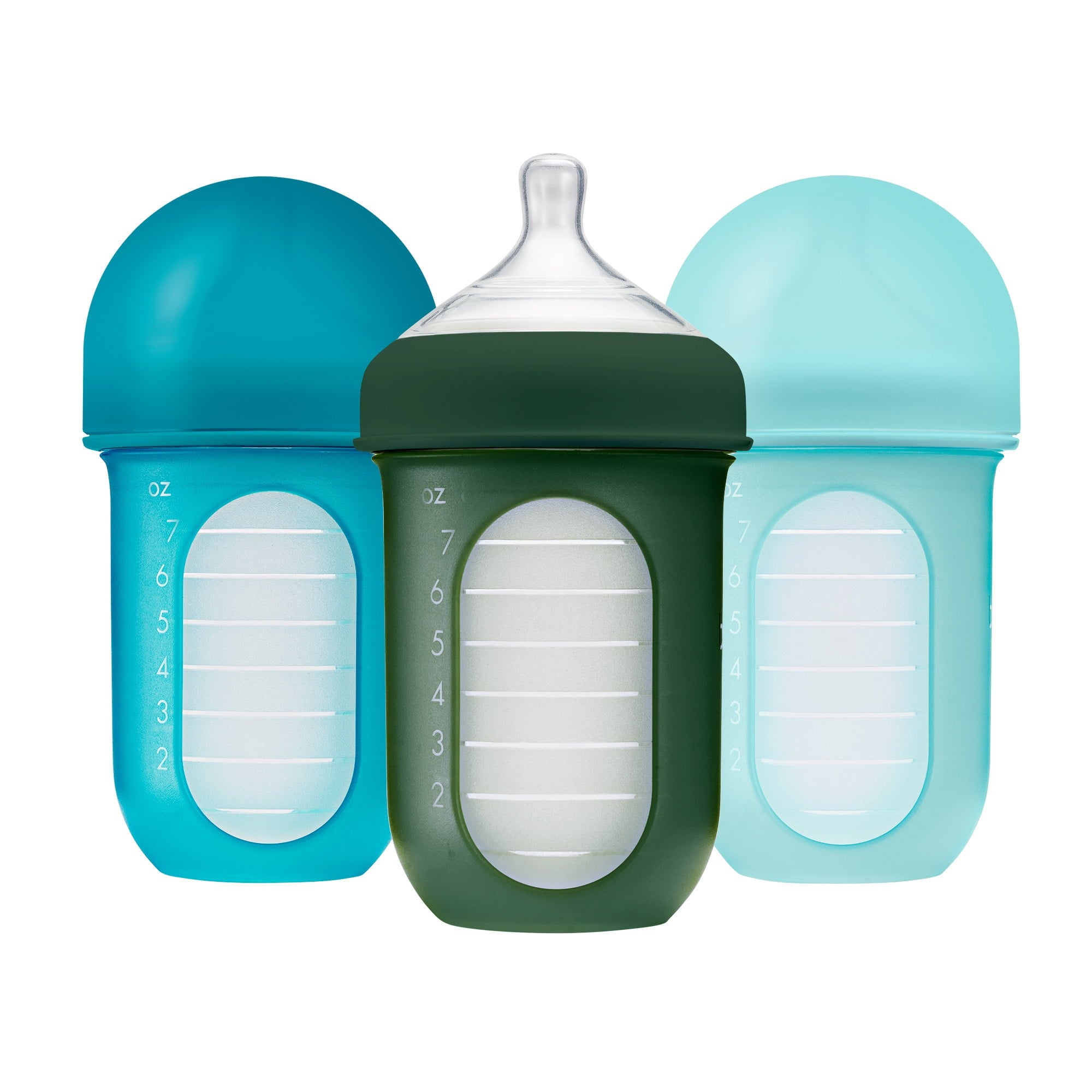 NURSH Silicone Pouch Baby Bottles – Stage 2 Medium Flow – 8oz – Marble (3pk)