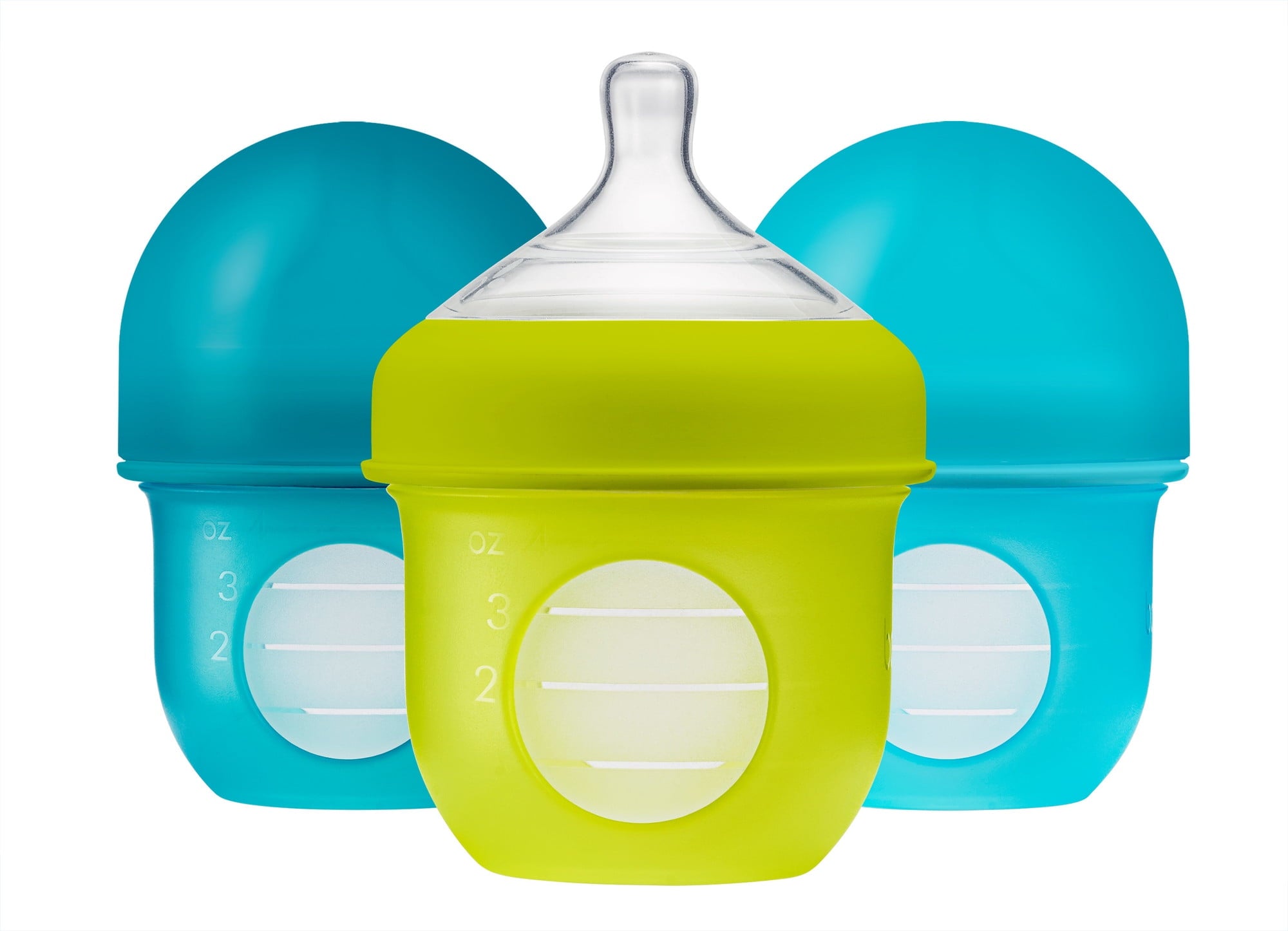Nursh Silicone Pouch Baby Bottle, Air-Free Feeding, Pink Multi Pack 4 Oz 3 Pk