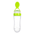 CICRKHB Tableware Clearance Baby Silicone Feeding Bottle with Spoon Food Rice Cereal Feeder Green