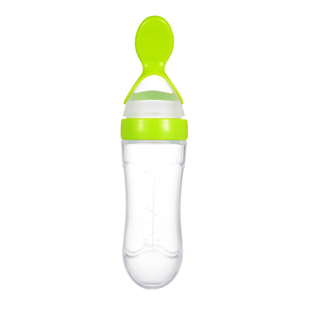 CICRKHB Tableware Clearance Baby Silicone Feeding Bottle with Spoon Food Rice Cereal Feeder Green