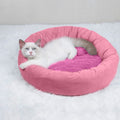 Cat Beds with Pillow for Small Medium Dogs and Cats, Round Dog Puppy Cuddler Bed, Washable Plush Pet Bed Thickened Dog Kennel Mat for Puppy Sleeping, M 45CM
