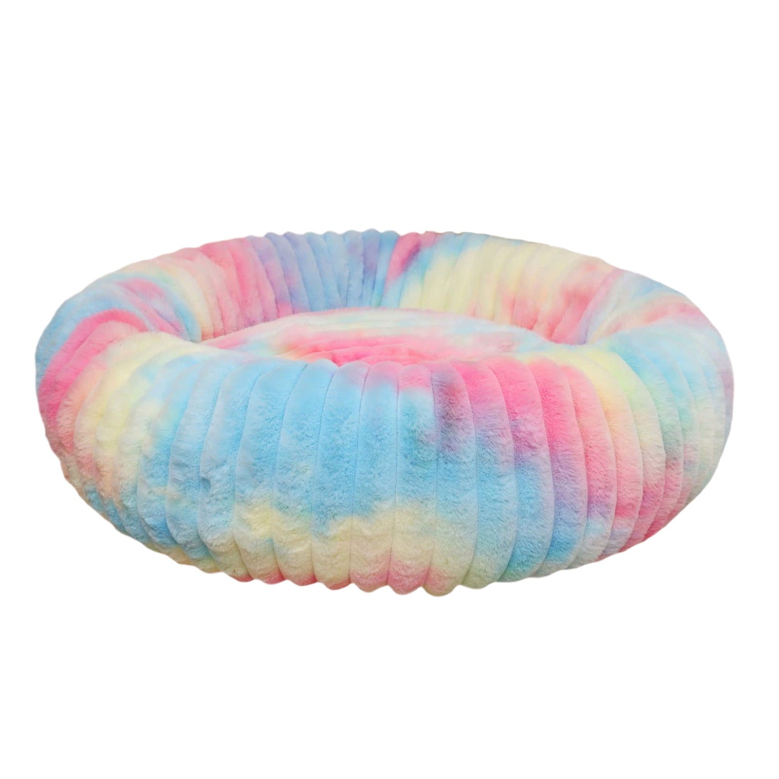 High Pile Plush Round Pet Bed Kennel Mat Extra Dog Cat Bed with Raised Edge for Small Medium Pets