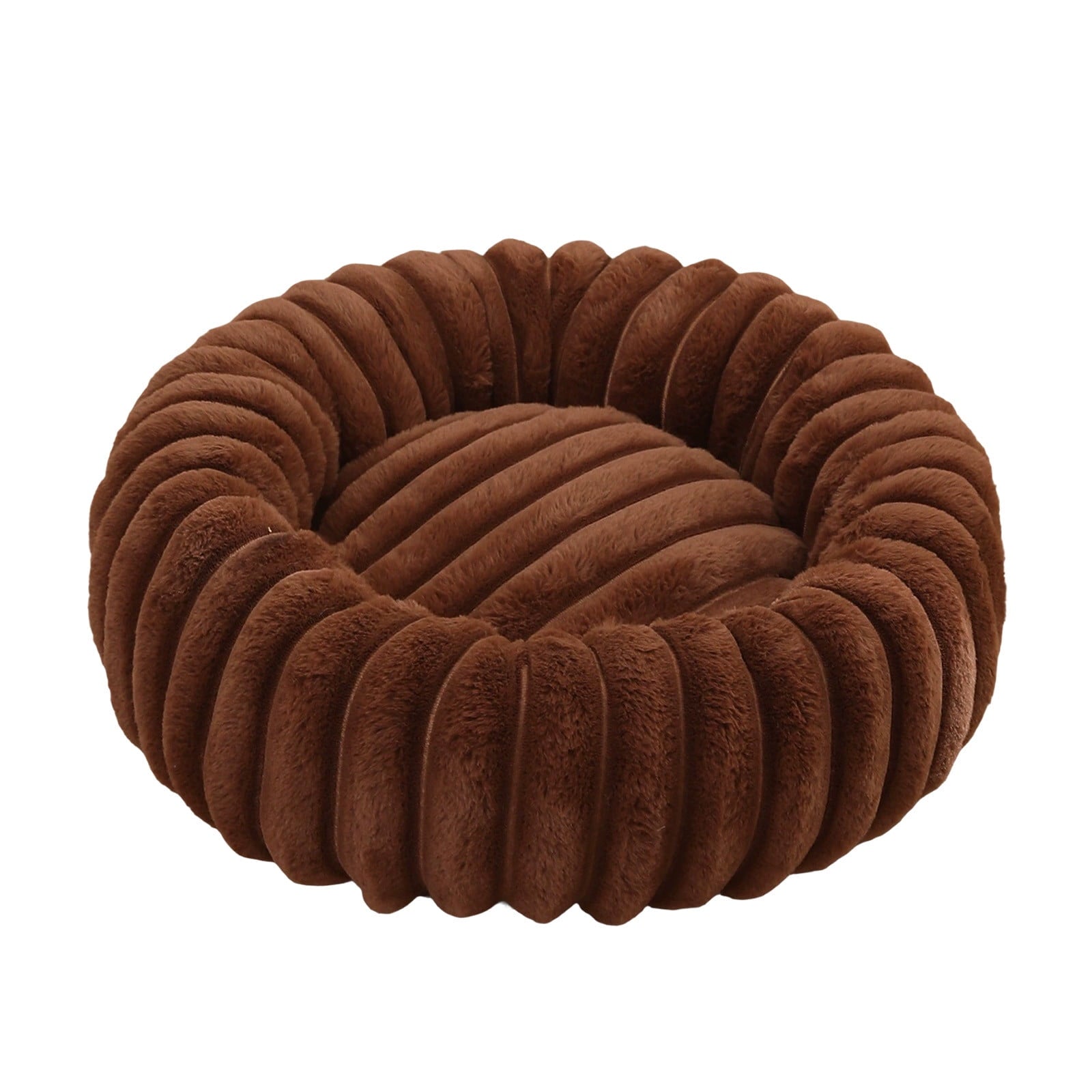 High Pile Plush Round Pet Bed Kennel Mat Extra Dog Cat Bed with Raised Edge for Small Medium Pets
