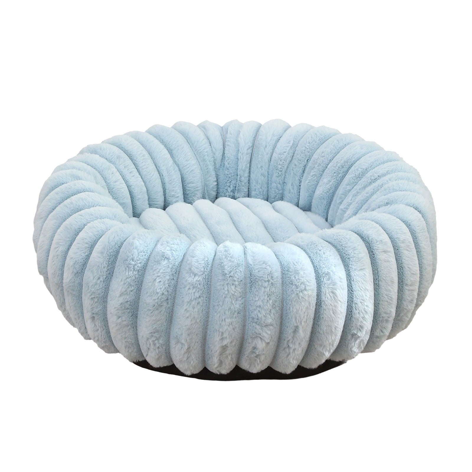 High Pile Plush Round Pet Bed Kennel Mat Extra Dog Cat Bed with Raised Edge for Small Medium Pets