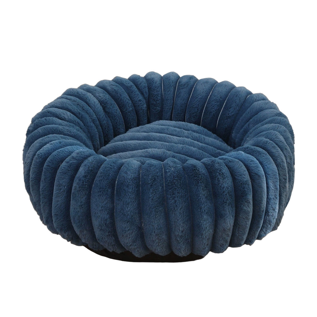 High Pile Plush Round Pet Bed Kennel Mat Extra Dog Cat Bed with Raised Edge for Small Medium Pets