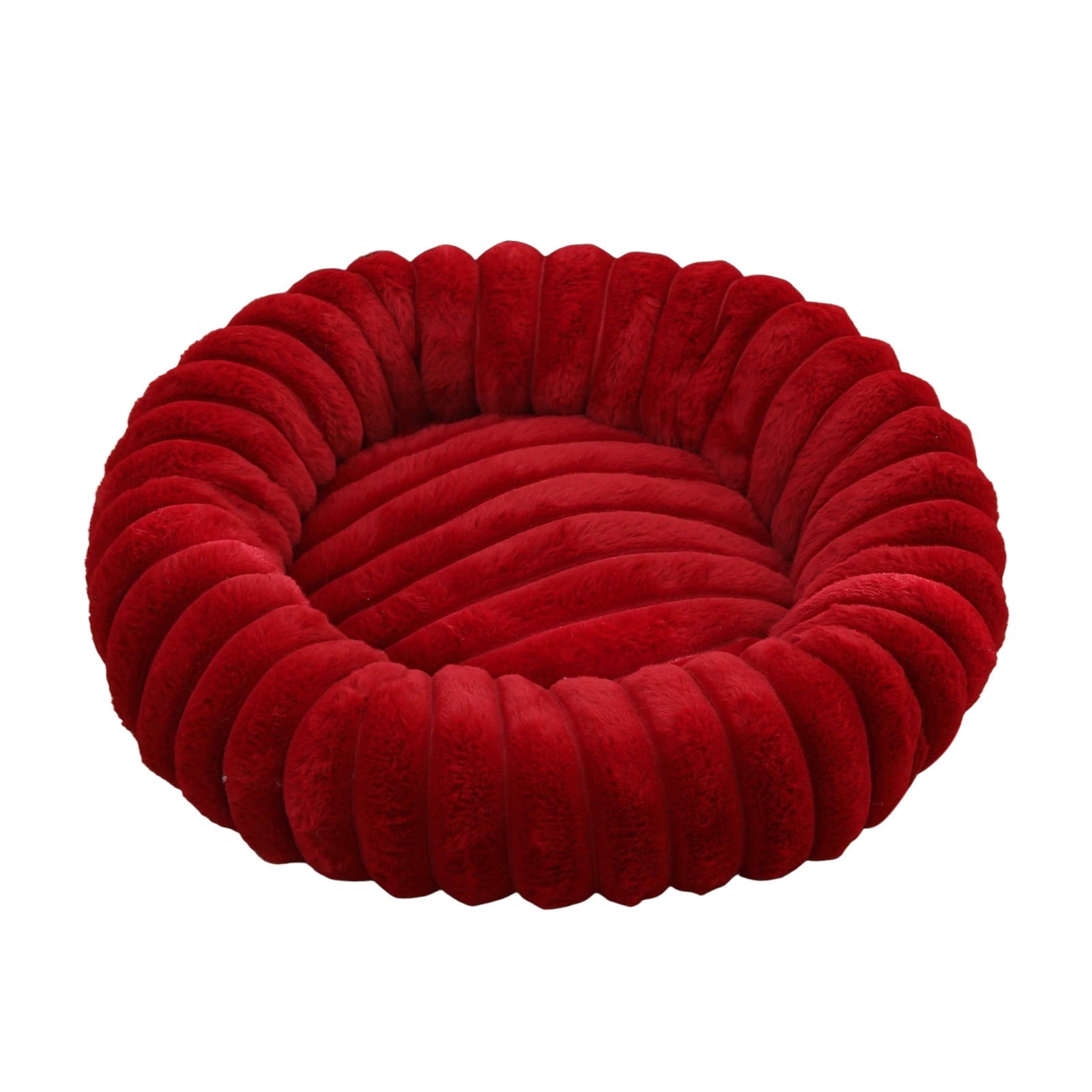 High Pile Plush Round Pet Bed Kennel Mat Extra Dog Cat Bed with Raised Edge for Small Medium Pets