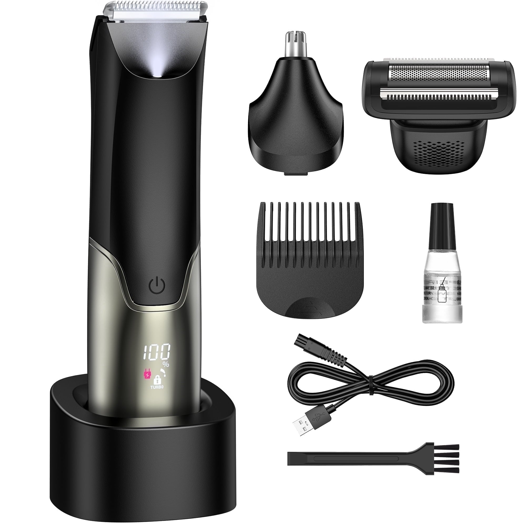 Body Hair Trimmer for Men,Manscape 3-in-1 Body Groomer Kit for Groin,IPX7 Wet/Dry Electric Shaver Razor,Grooming for Face and Body,USB &amp; Wireless Charging,Gifts for Men,Black