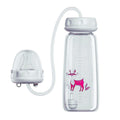 Eguiwyn Hands-Free Baby Bottle with Nipple &amp; Straw Feeding System for Toddlers, Pink,14.7*5.8cm