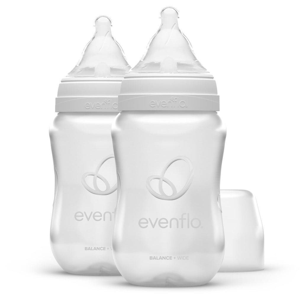 Balance Wide Baby Bottles, Platinum White Color 9oz 2 Count