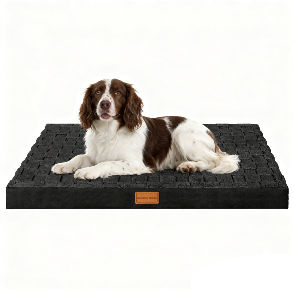 Checkered Pet Bed for Medium Dogs 36"X24", Removable Washable Cover, Black