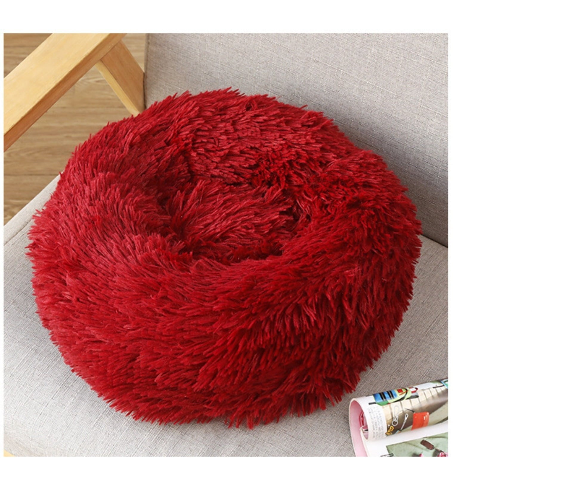 Round Plush Pet Bed for Dogs &amp; Cats, Dog Bed Sleeping Kennel Nest