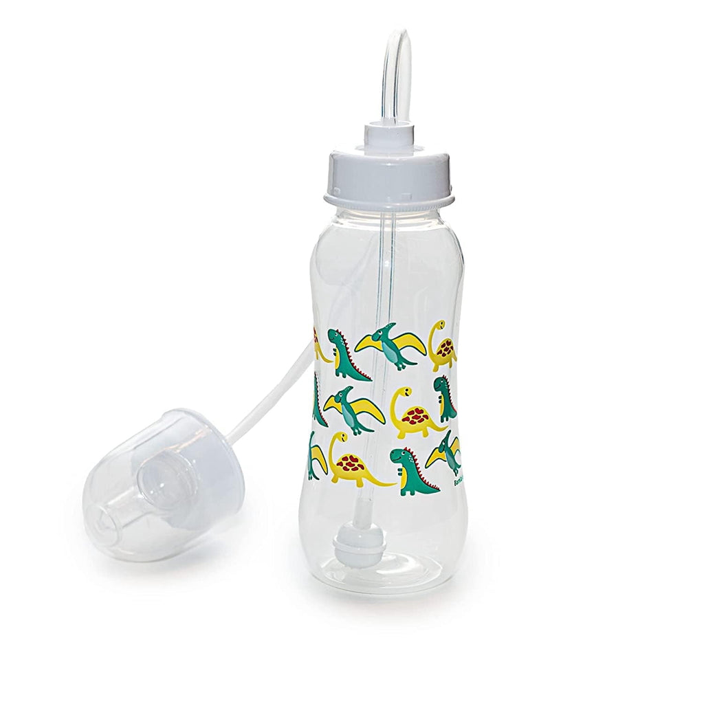 Hands-Free Baby Bottle - Nursing System 9 oz Baby Bottle with Nipple/Teat 3m+ with Tube Straw Feeding System for Toddler 1 Year + (1 Pack - Dinosaur)