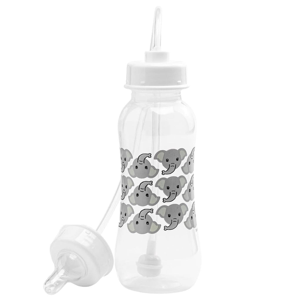 Hands-Free Baby Bottle - Nursing System 9 oz Baby Bottle with Nipple/Teat 3m+ with Tube Straw Feeding System for Toddler 1 Year + (1 Pack - Elephant)