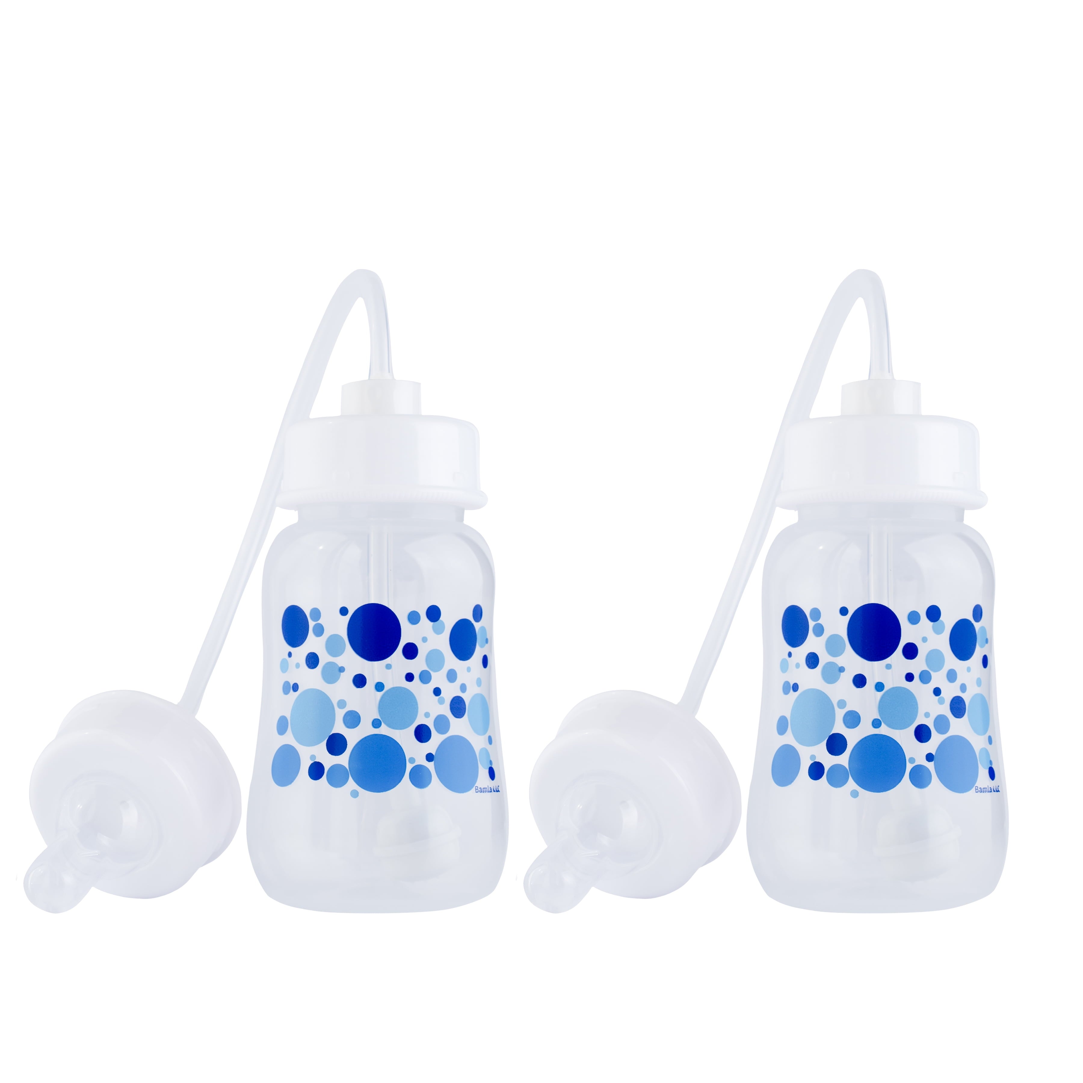 Hands-Free Baby Bottle - Self Feeding Baby Bottle System 4 oz (2 Pack - Blue)