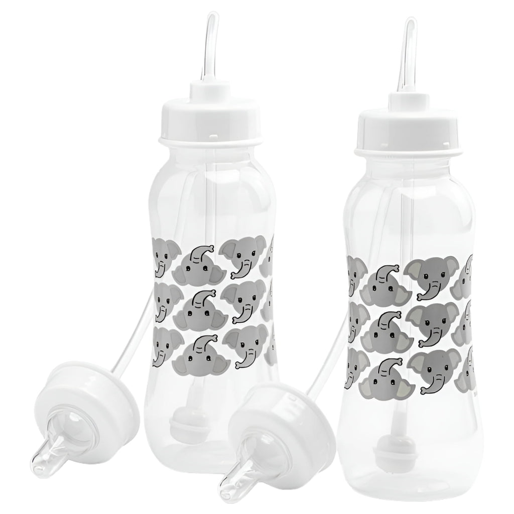 Hands-Free Baby Bottle - Self Feeding Baby Bottle System 9 oz (2 Pack - Elephant)