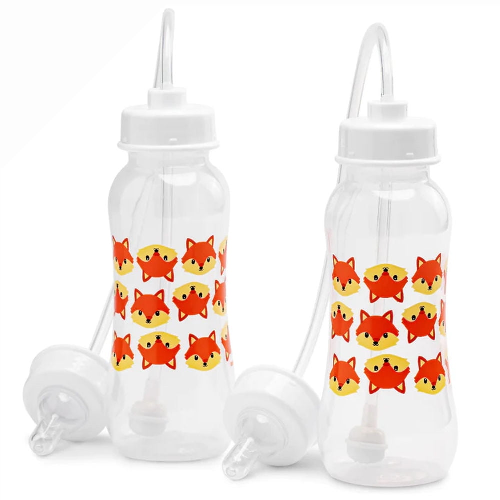 Hands-Free Baby Bottle - Self Feeding System 9 oz (2 Pack - Fox)
