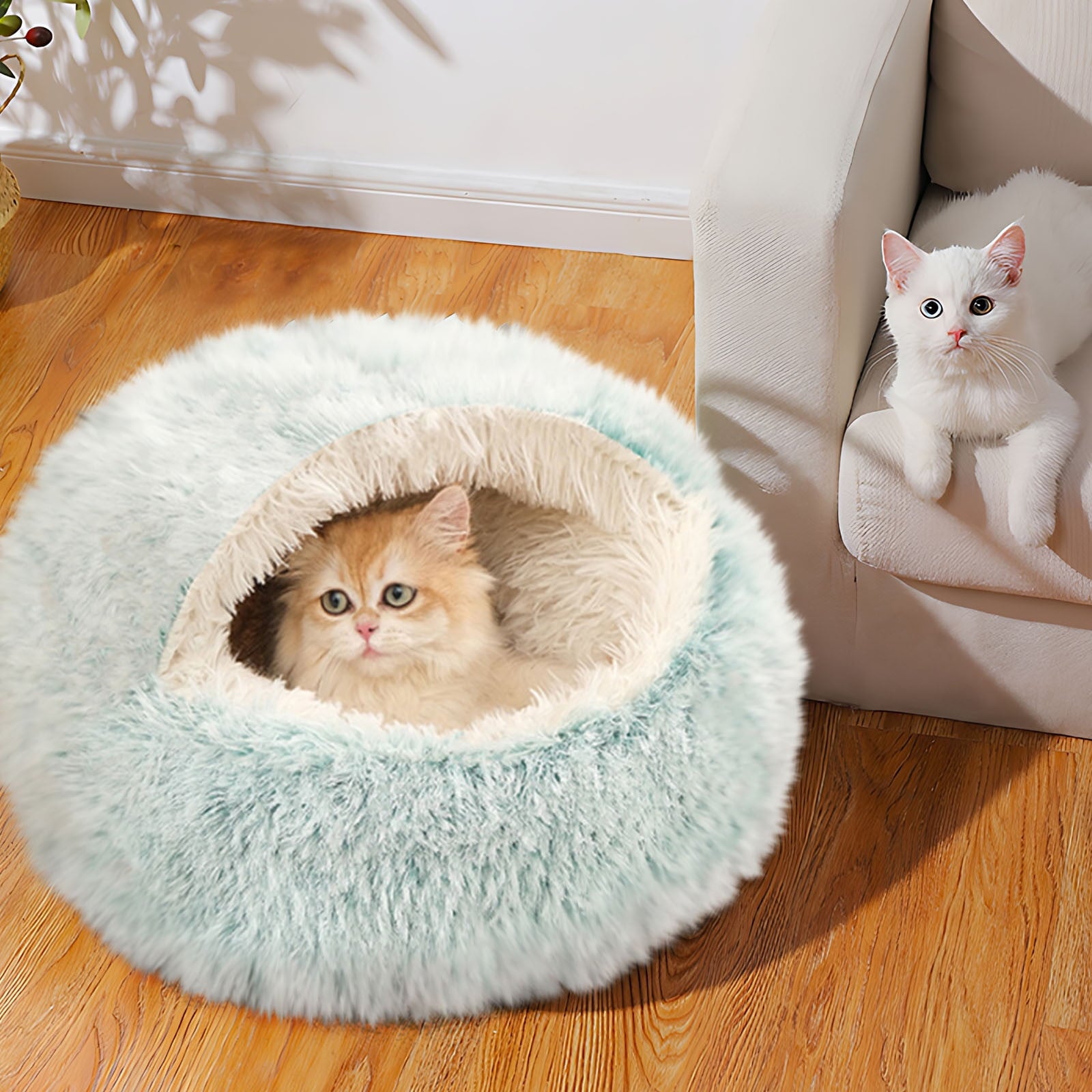 Washable Cat Bed &amp; Dog Bed, Semi-closed Bed for Small Medium Large Pets, Plush Cotton No Deformation Pet Bed on Clearance, Multipleon (11"x 11"x 10", Gray)