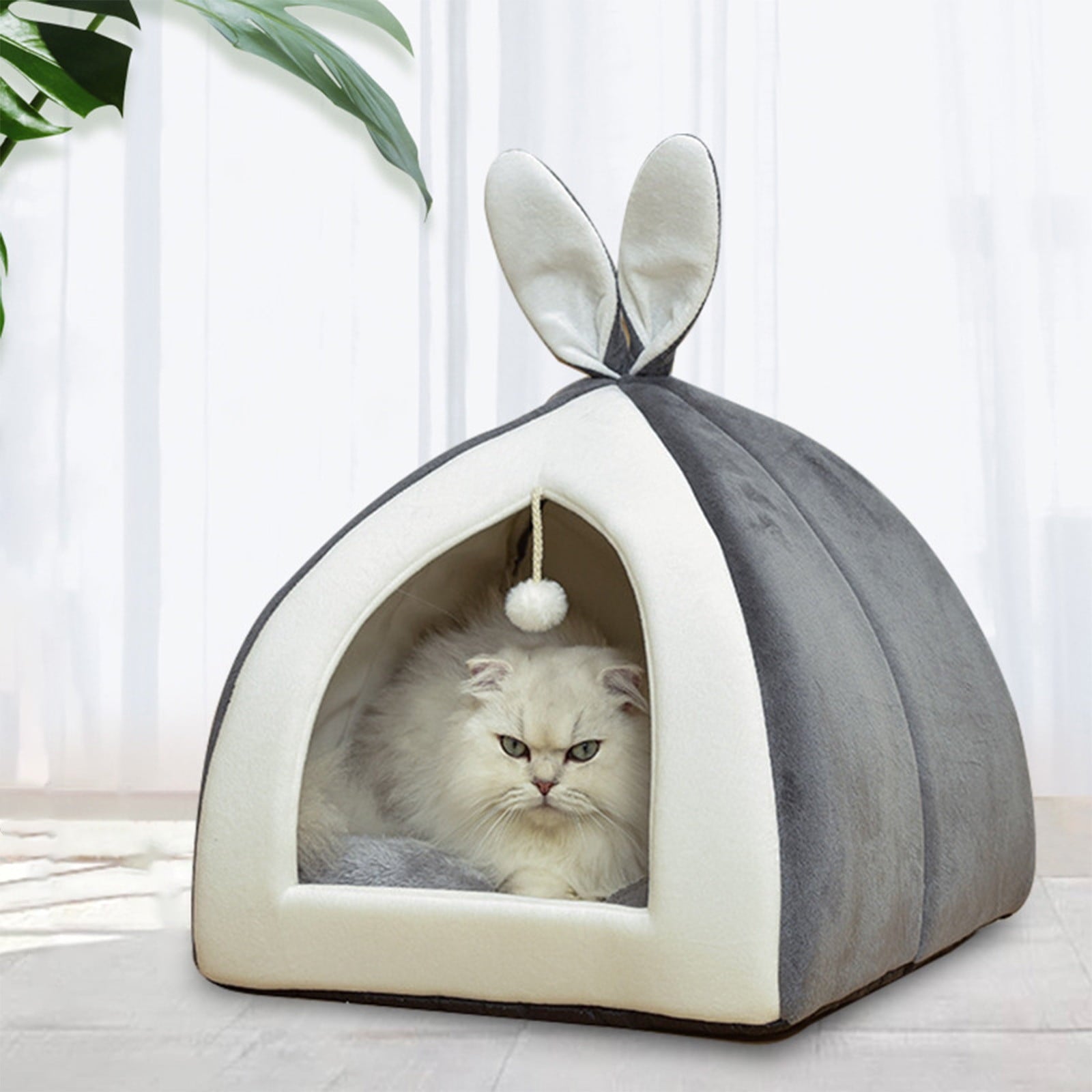 Washable Cat Bed &amp; Dog Bed, Semi-closed Bed for Small Medium Large Pets, Plush Cotton No Deformation Pet Bed on Clearance, Multipleon (11"x 11"x 10", Gray)