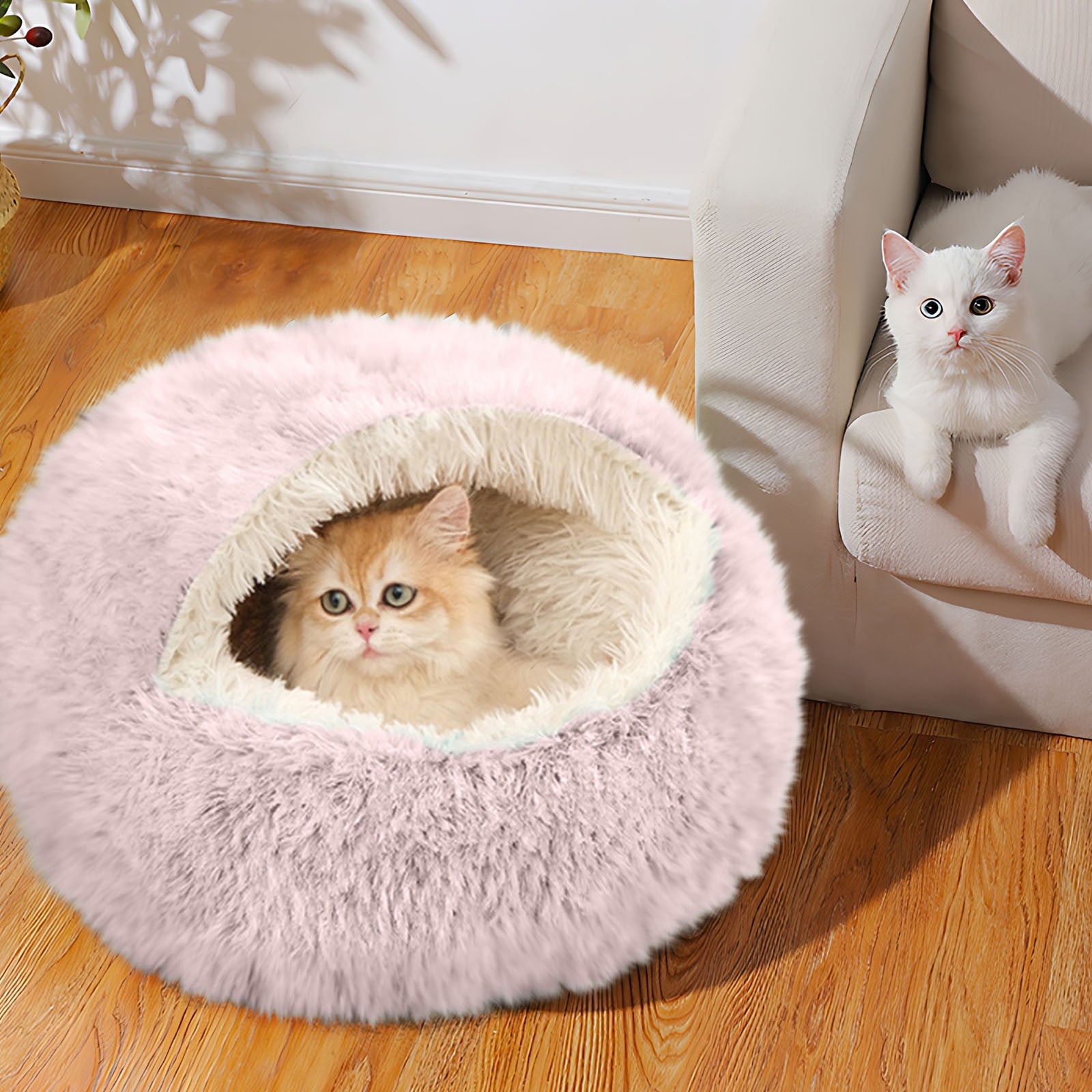 Washable Cat Bed &amp; Dog Bed, Semi-closed Bed for Small Medium Large Pets, Plush Cotton No Deformation Pet Bed on Clearance, Multipleon (11"x 11"x 10", Gray)