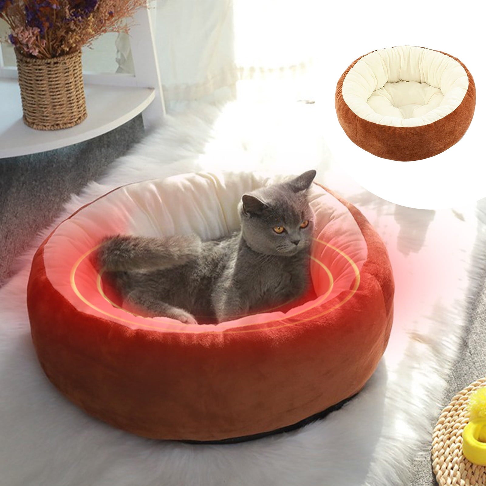 Washable Cat Bed &amp; Dog Bed, Semi-closed Bed for Small Medium Large Pets, Plush Cotton No Deformation Pet Bed on Clearance, Multipleon (11"x 11"x 10", Gray)
