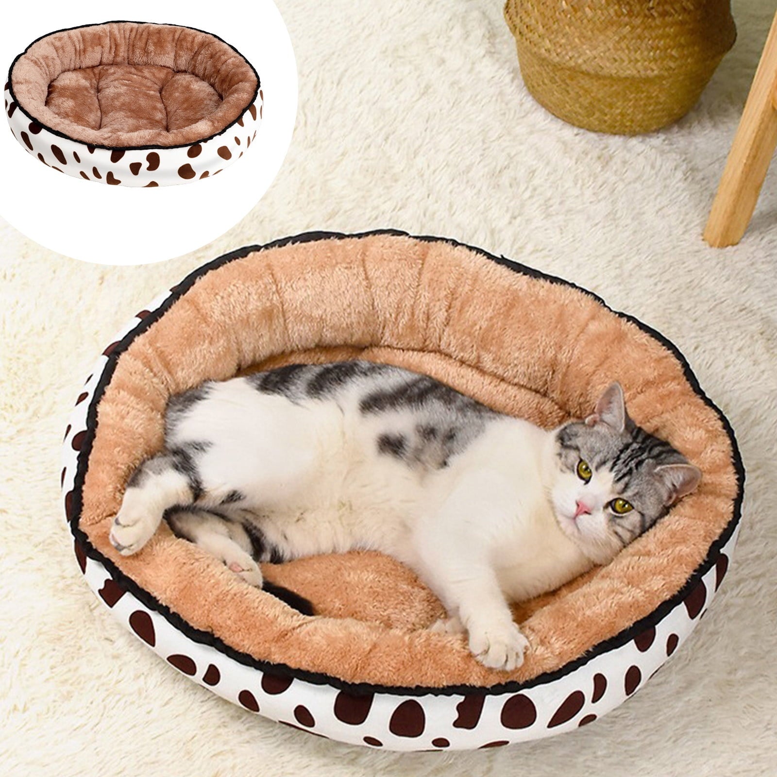 Washable Cat Bed &amp; Dog Bed, Semi-closed Bed for Small Medium Large Pets, Plush Cotton No Deformation Pet Bed on Clearance, Multipleon (11"x 11"x 10", Gray)