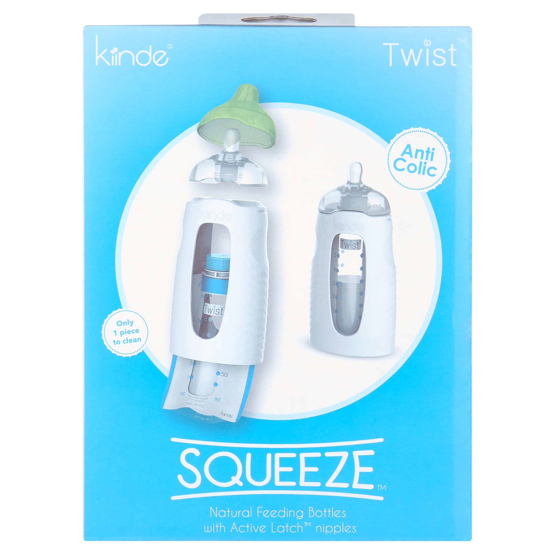 Twist Squeeze Natural Baby Breast Milk Feeding Bottle with Nipples and Case (2 Pack)