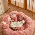 Paw Shape Pet Bed, Plush Faux Fur Donut Bed for Dogs &amp; Cats, , Bottom
