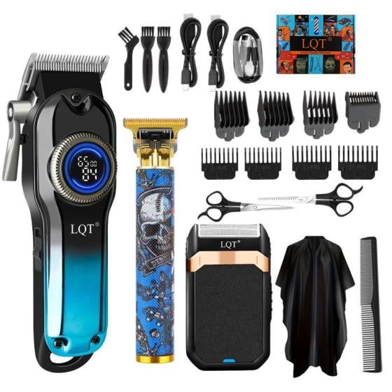 LQT Men's Hair Cutting Set, Men's Grooming Gifts, Electric Hair Clippers, USB Rechargeable, Blades, Hair, Beard &amp; Full Body Grooming