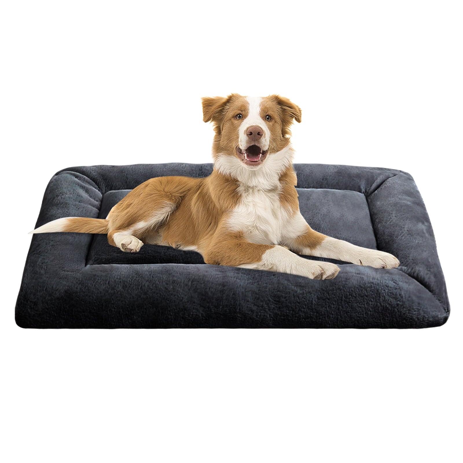 Plush Washable Dog Bed Ultra Dog Crate Mat Kennel Pad Anti-Slip Pet Sleeping Bed for Small Medium Large Dogs,Gray 36" x 23"