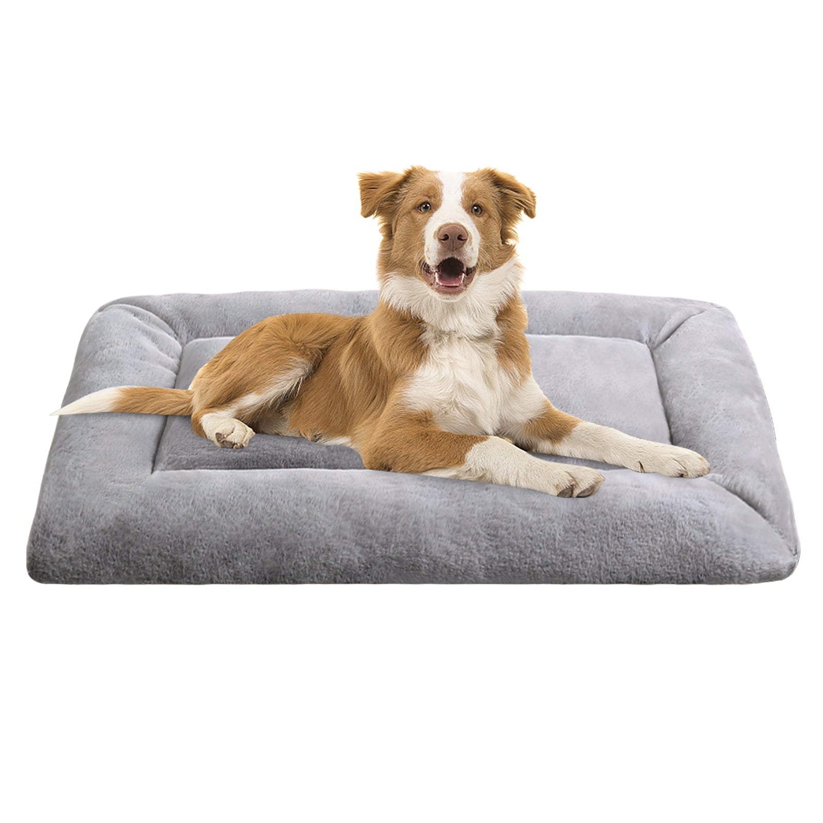 Plush Washable Dog Bed Ultra Dog Crate Mat Kennel Pad Anti-Slip Pet Sleeping Bed for Small Medium Large Dogs,Gray 36" x 23"