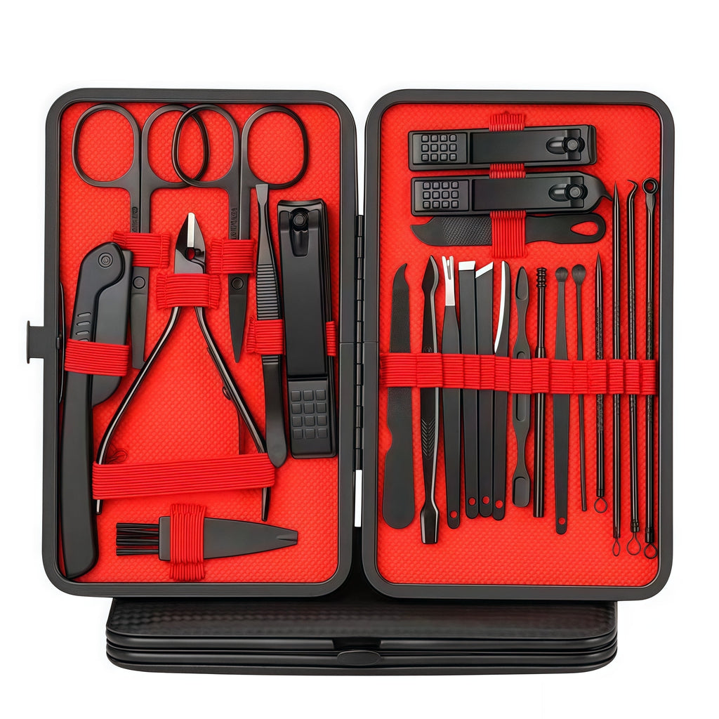 Manicure Set,24pcs Nail ClipperODDPC Grooming Pedicure Kit, Stainless Steel with Leather Travel Case Men &amp; Women Gifts