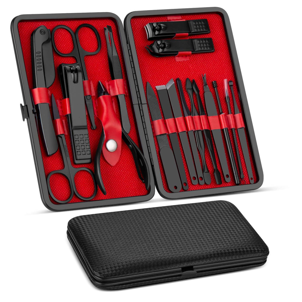 Manicure Set, Pedicure Kit, Nail Clippers, Grooming Kit, Nail Tools 18 In 1 with Luxurious Travel Case For Men and Women Upgraded Version