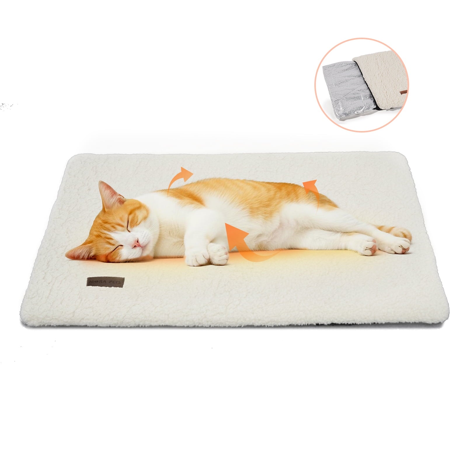 Self Warming Cat Bed for Indoor Cats Self Heating Pet Pad with Removable Washable Cover Non Slip Dog Bed for Small Dogs, Gray, 24*18