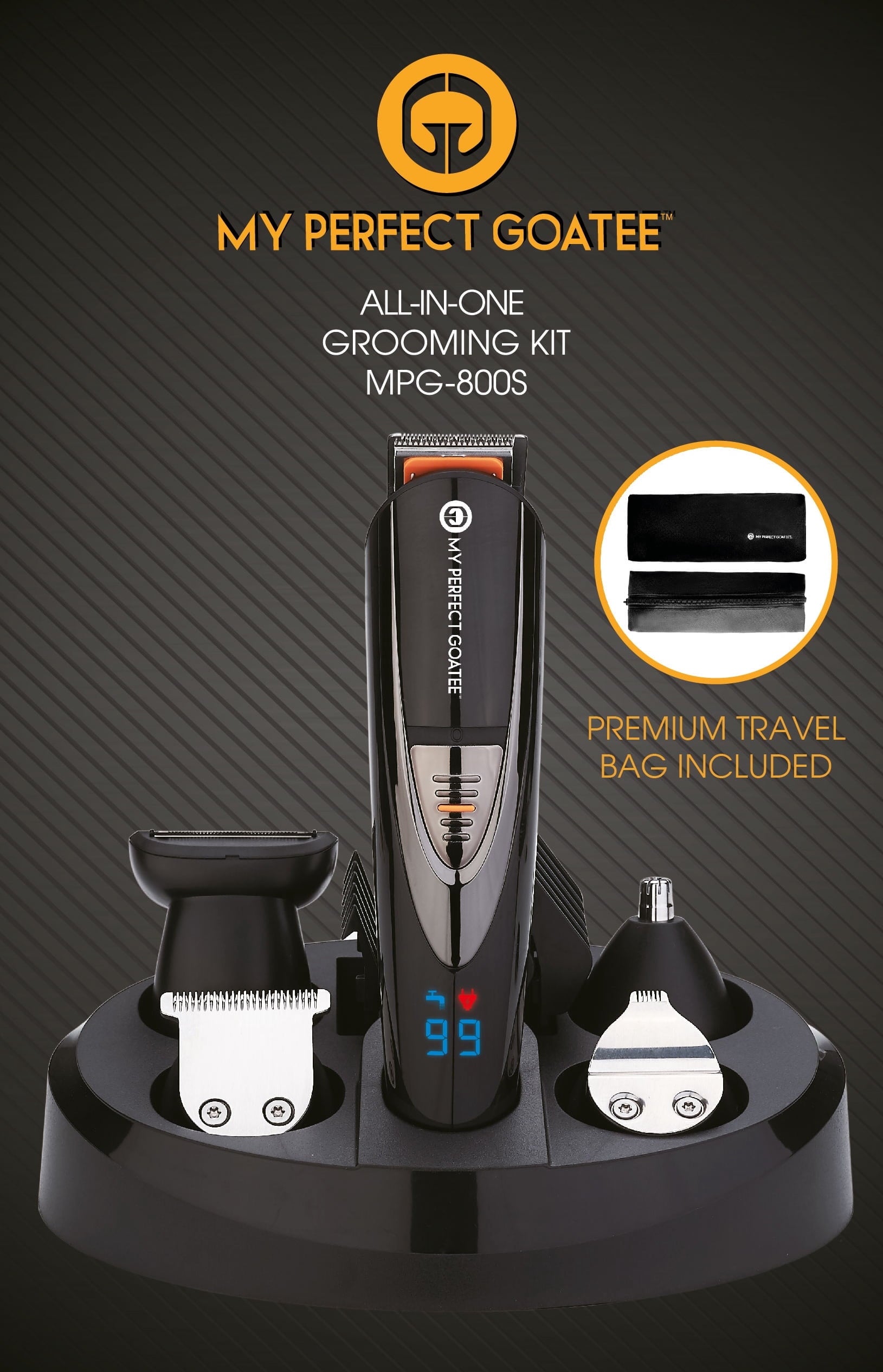 My Goatee Beard Trimmer, Grooming Kit with LED Battery Charge Indicator, Travel Bag