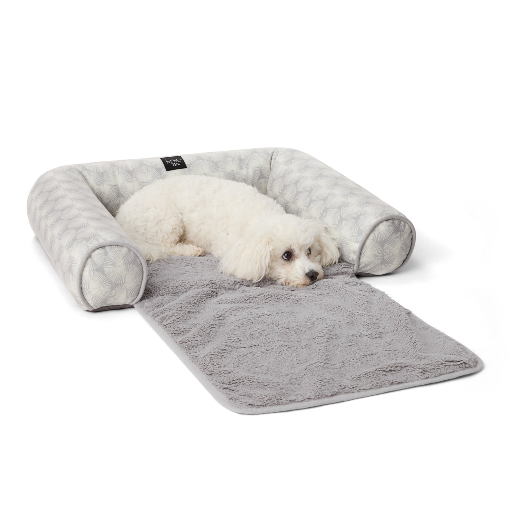 NEW YORK PET Kendall Fluted Geo Couch Protector Pet Bed, &amp; , Water Repellent, Bottom, , Blue, Large 40"x23"x4"