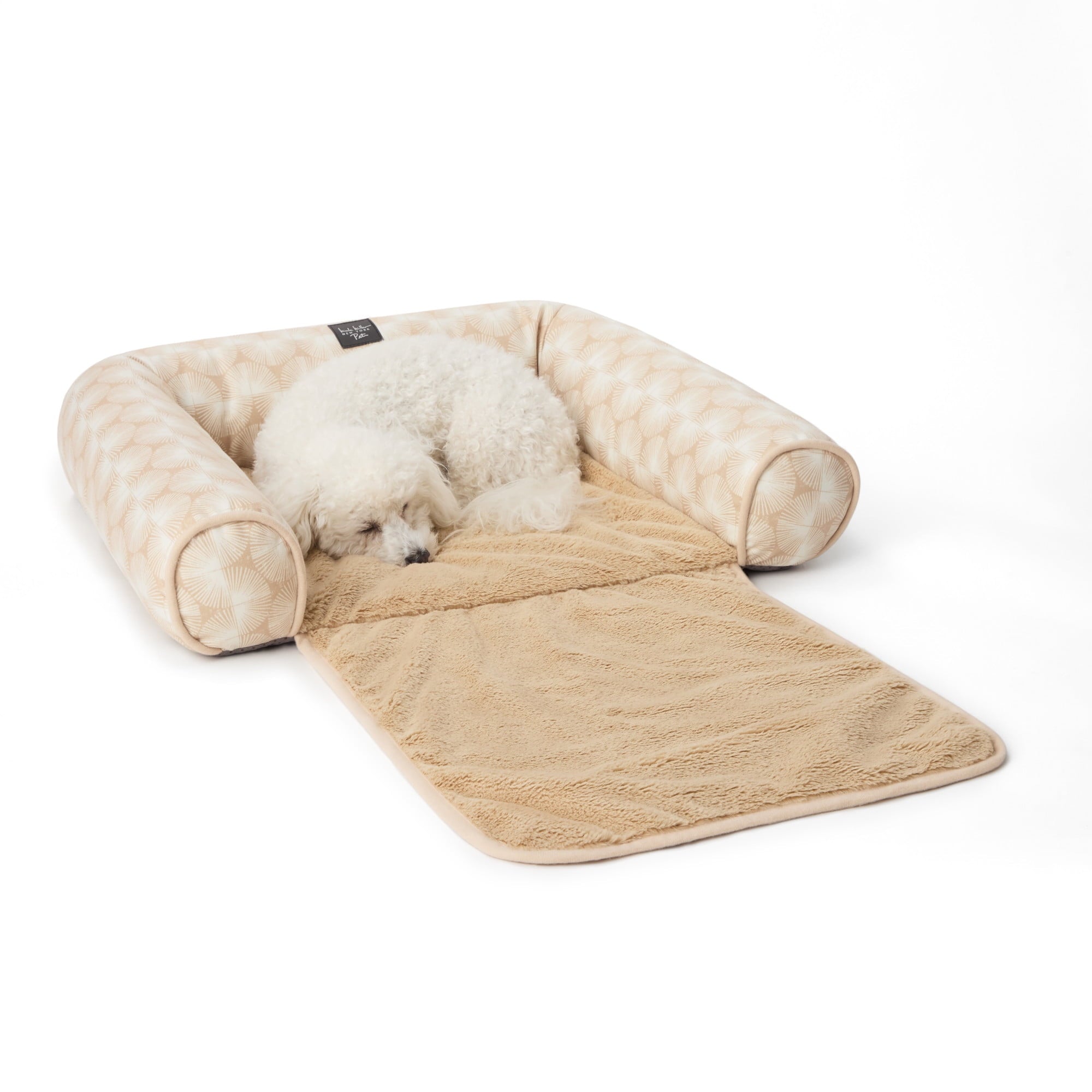 NEW YORK PET Kendall Fluted Geo Couch Protector Pet Bed, &amp; , Water Repellent, Bottom, , Blue, Large 40"x23"x4"